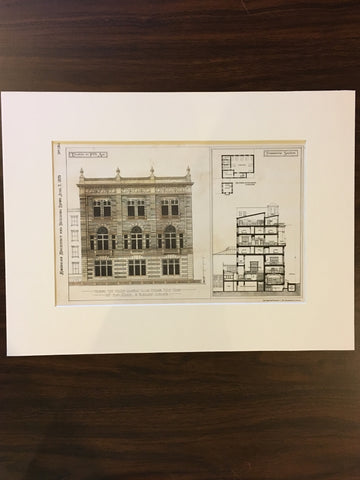 Union League Club House, NY, 1879, McKim Mead Bigelow, Original, Hand Colored