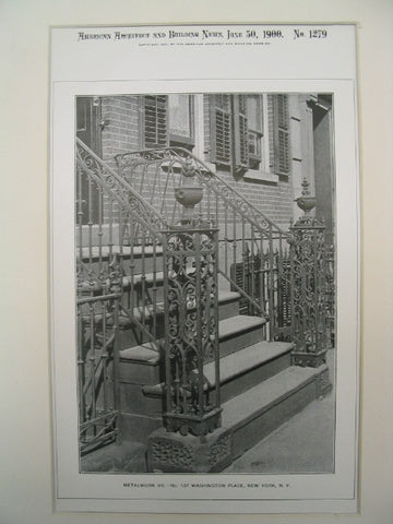 Metalwork of the Stairs at No. 137 Washington Place, New York, NY, 1900, H. J. Hardenbergh