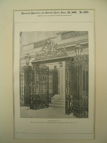 Railing and Gate Metalwork at No. 681 Madison Avenue, New York, NY, 1900