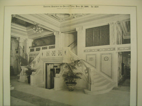 Staircase from the Office of the Hotel Manhattan, 42nd Street and Madison Avenue, New York, NY, 1900