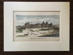 Hotel Brighton, Coney Island, New York, 1878, Original, Hand Colored