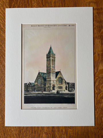 Hollond Church, Philadelphia, PA, 1892, David Gendell, Original Hand Colored