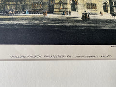 Hollond Church, Philadelphia, PA, 1892, David Gendell, Original Hand Colored