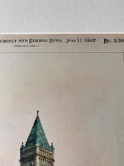 Hollond Church, Philadelphia, PA, 1892, David Gendell, Original Hand Colored