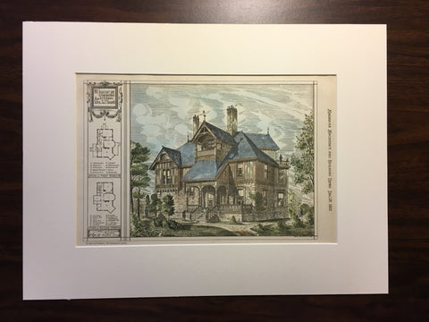 S J Nowell House, Winchester, MA, 1878, Ober & Rand, Original Hand Colored