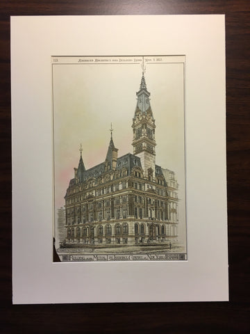 Mutual Life Insurance of New York, Boston, MA, 1878, Peabody & Stearns, Original