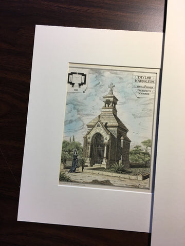 Taylor Mausoleum, Chicago, IL, 1878, Laing & Fehmer, Original, Hand Colored