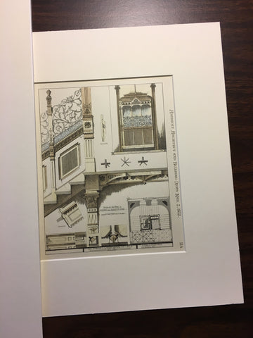 Iron Staircase, Orient Mutual Ins, Wall St., NY, 1878, Original, Hand Colored