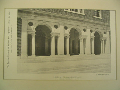 Portico at the Town Hall, Billerica, MA, 1896, H. L. Warren and L. H. Bacon