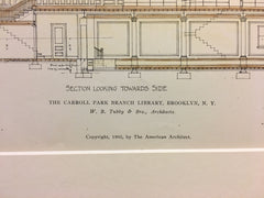 Carroll Park Branch Library, Brooklyn, NY, 1905, Original, Hand Colored