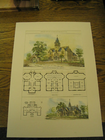 Design for the Woburn Town Library, Woburn, MA, 1877, Peabody & Stearns