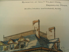 Residence of George N. Talbot, Brookline, MA, 1886, Bradlee, Winslow and Wetherell