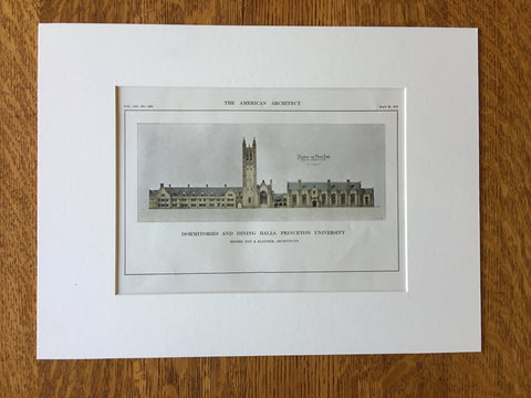 Dormitories, Dining Halls, Princeton University, NJ, 1913, Original Hand Colored