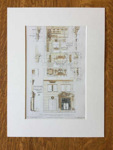 Apartment Hotel, 70 West 55th Street, NY, Details, 1905, Original Hand Colored