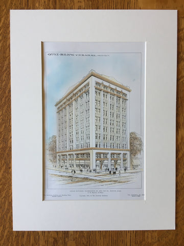 Offices, Washington St & Dix Pl, Boston, MA, 1905, Original Hand Colored