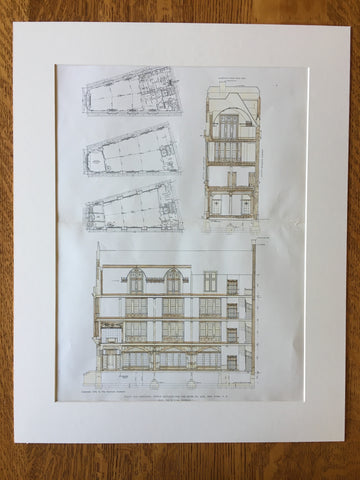 Office Building, Bush Co., Ltd., NY, 1905, Kirby Petit & Green, Original Plan Hand Colored