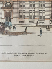 National Bank of Commerce, St Louis, MO, 1902, I S Taylor, Original, Hand Colored