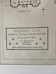 Columbian Club, Lindell Avenue, St. Louis, MO, 1895, A F Rosenheim, Original Hand Colored