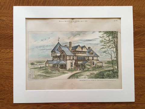 Seacroft, Seabright, NJ, 1883, Bruce Price, Original Plan Hand-colored