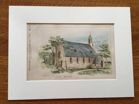 Gloria Dei Church, Palenville, NY, 1883, W H Day, Original Plan Hand-colored