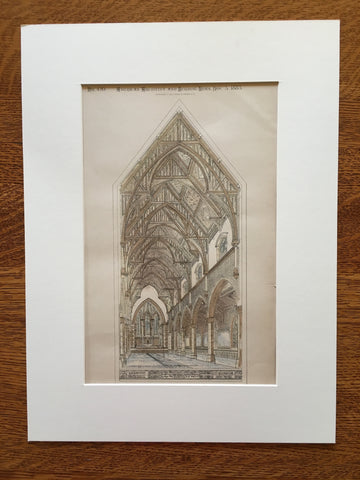 St Peters Church, Albany, NY, 1883, P M Upjohn, Original Plan Hand-colored