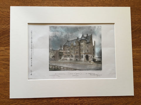 Houses for Higginson and Whittier, Boston, MA, 1883, Original Hand Colored
