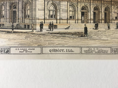 US Court House & Post Office, Quincy, IL, 1883, Jame G Hill, Original Plan