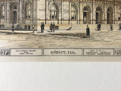 US Court House & Post Office, Quincy, IL, 1883, Jame G Hill, Original Plan