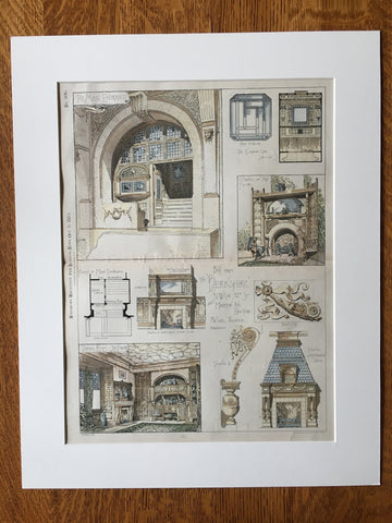 The Berkshire, Details, 52nd & Madison Ave, NY, C Pfeiffer, Original Plan Hand Colored