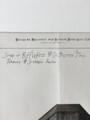 Store, R H White & Co, Boston, MA, 1883, Peabody & Stearns, Original Plan Hand Colored
