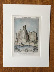 Watergate Apartments, New York, 1929, Cross & Cross, Original Plan Hand Colored