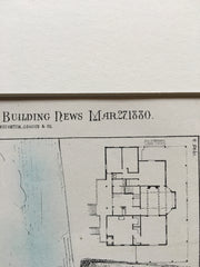 Bungalow, Monument Beach, MA, 1880, W G Preston, Original Plan Hand Colored