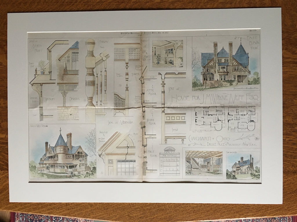 Wayne Neff House, J M Wayne Neff, Cincinnati, OH, 1882, Bruce Price, Original Pla ...