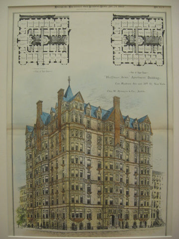 Hoffman Arms Apartment Building on the Corner of Madison Ave. and 59th Street, New York, NY, 1885, Cha. W. Romeyn and Co