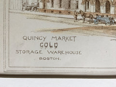 Quincy Market Cold Storage Warehouse, Boston, MA, 1882, Preston, Original Plan Hand-colored