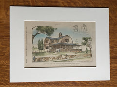 Cottage, F W Sprague, Kennebunkport, ME, 1882, Clark & Lewis, Original Plan Plan Hand-colored