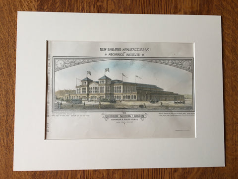 New England Manufacturers & Mechanics Institute, Boston, MA, 1881, Original Plan Hand-colored