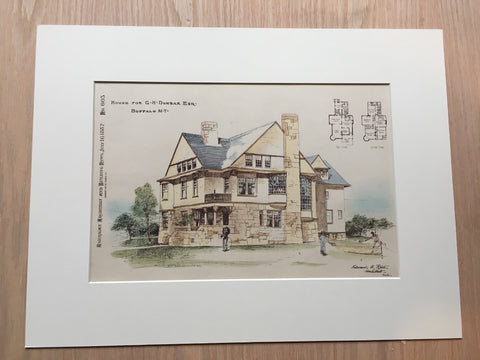 House, G H Dunbar, Buffalo, NY, 1887, Edward A Keith, Architect. Original Hand-colored