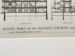 Algonquin Club House, Boston, MA, 1887, McKim Mead White, Original Hand-colored