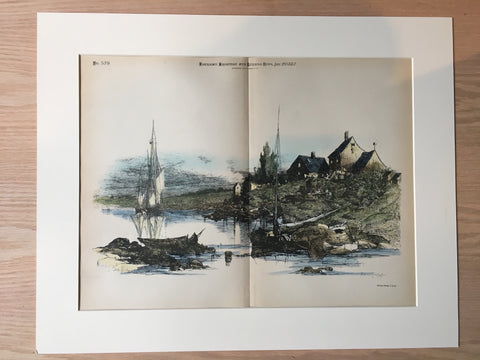 Fisherman House, Cape Ann, Rockport, MA, 1887, Original Hand Colored