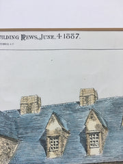 House, Detroit, Michigan, 1887, William A Bates, Architect, Original Plan Hand Colored