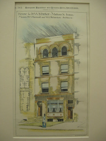 House for W. B. Parker on Marlboro St., Boston, MA, 1886, Hartwell and Richardson