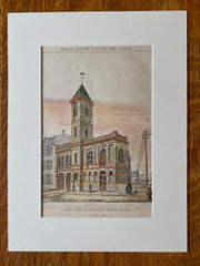 Engine House, Dartmouth St, Boston, MA, 1876, Original Hand Colored -