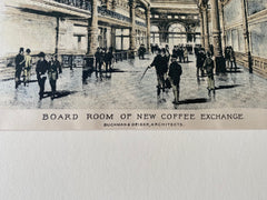 Coffee Exchange, Board Room, New York, NY, 1890, Original Hand Colored -
