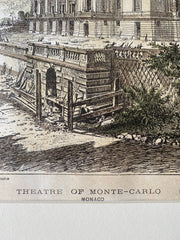 Theatre of Monte Carlo, Monaco, 1879, M Charles Garnier, Original Hand Colored -