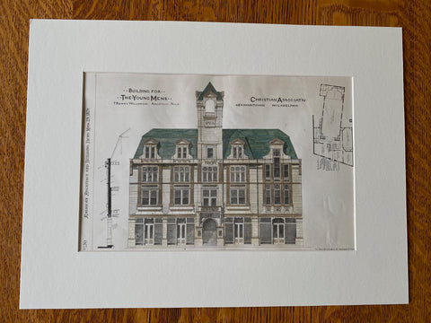 YMCA, Germantown, Philadelphia, PA, 1879, T Williamson, Original Hand Colored -