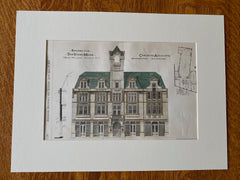 YMCA, Germantown, Philadelphia, PA, 1879, T Williamson, Original Hand Colored -