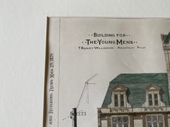 YMCA, Germantown, Philadelphia, PA, 1879, T Williamson, Original Hand Colored -
