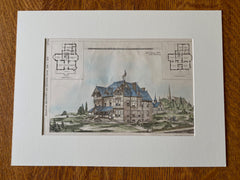 William Keys Residence, Glendale, Cincinnati, OH, 1879, Original Hand Colored -