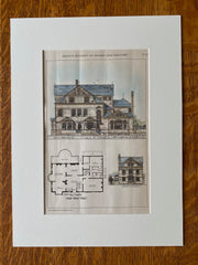 House, Union St, Schenectady, NY, 1878, Potter Robertson, Original Hand Colored -